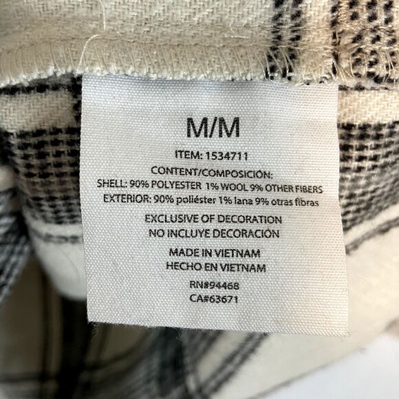 HFX Jacket Shacket Womens Medium White Black Plaid Snap Button Up Pockets Wool‎ - Picture 5 of 7